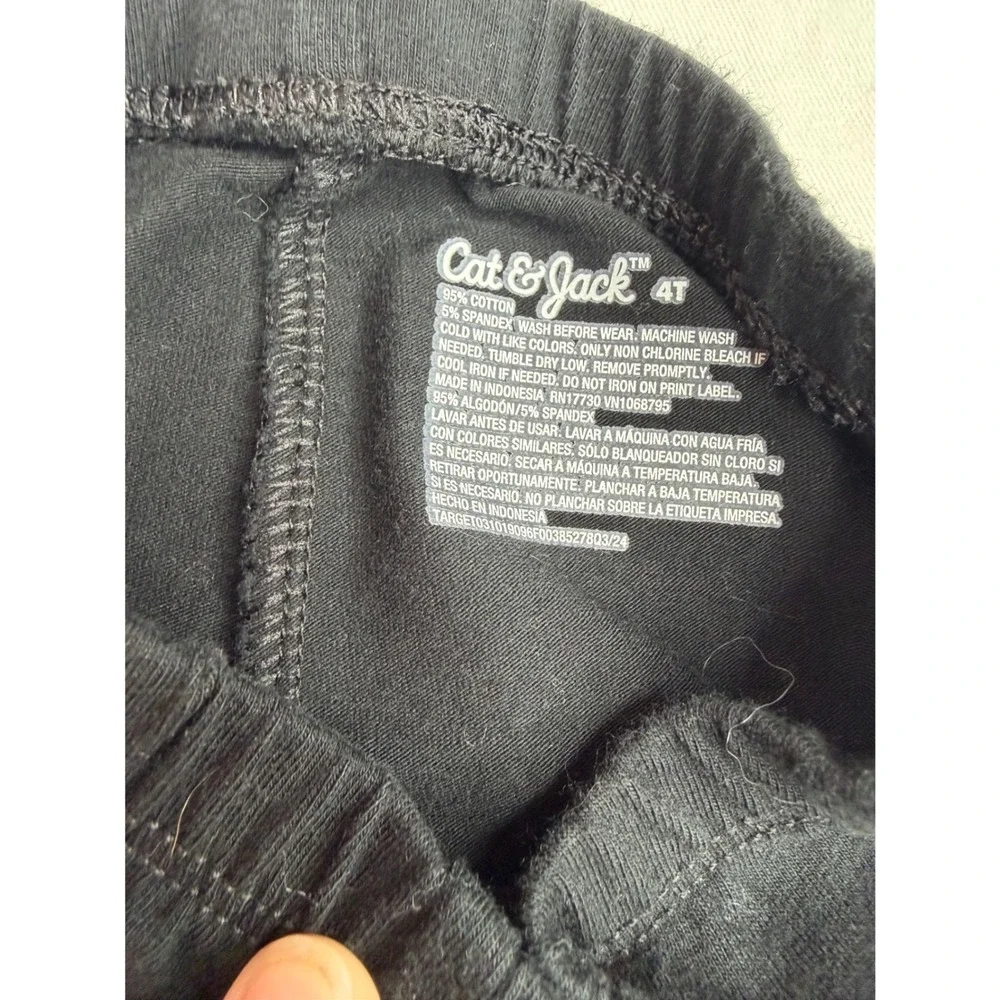 Cat & Jack Girls Black Cotton Blend Leggings Size 4T Solid Basic Pants